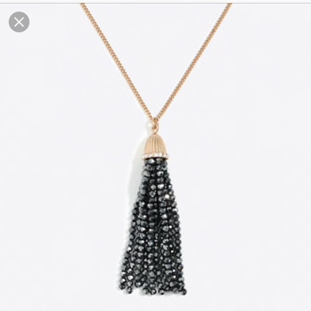 J Crew Sparkle Beaded Taasel Pendant Necklace